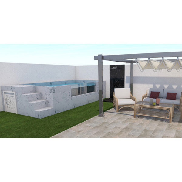 QUUUU.jpg Piscina elevada ILU Pro 230 fabricada em aço rígido.